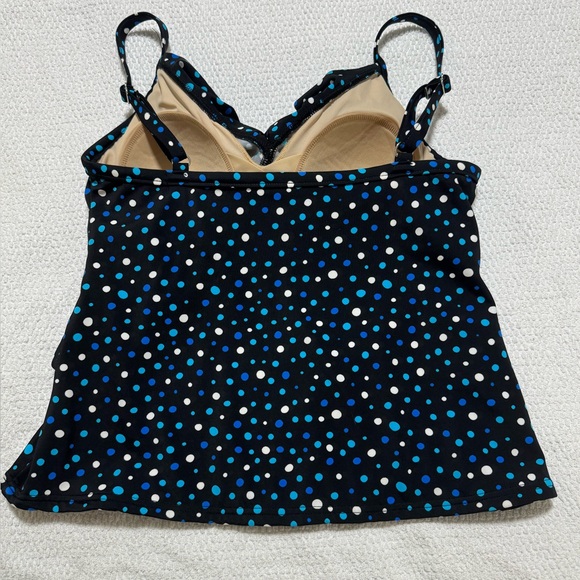 Miraclesuit Women Size 8 polka Dot Swim Tankini Top Ruffle Front - Picture 3 of 10